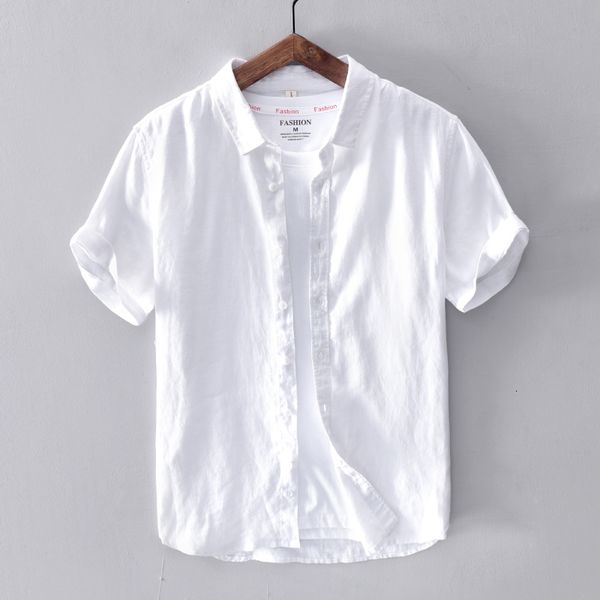 

2021 new nova chegada estilo italy linho e algodo da marca dos vero camisa de manga curta para homens moda amarelo camisas 4ba6, White