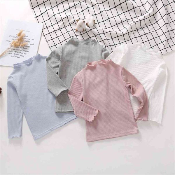 

girls t shirt long sleeve baby kids turtleneck bottoming for children clothes spring girl, Blue