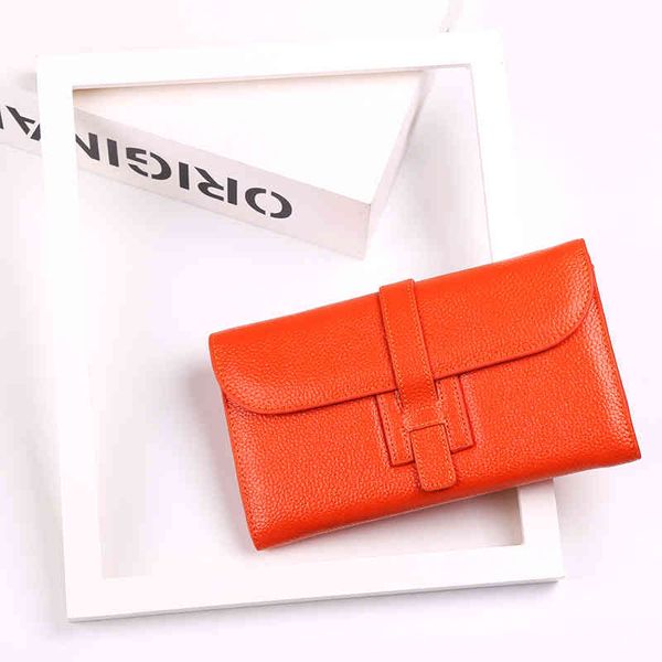 

genuine leather lady's wallet with litchi grain cowhide hand holding mobile phone bag classic women's large capacity, Red;black