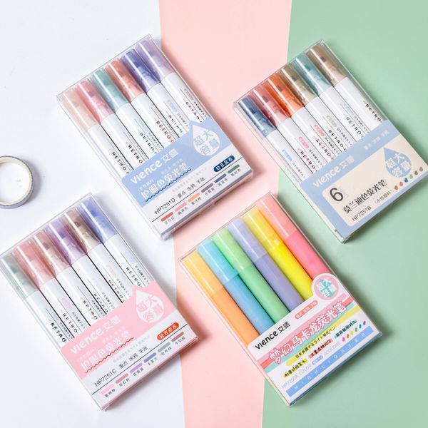 

xi wen light color department large capacity eye care orcent pen set student's ins wind hand account multi-color marking key