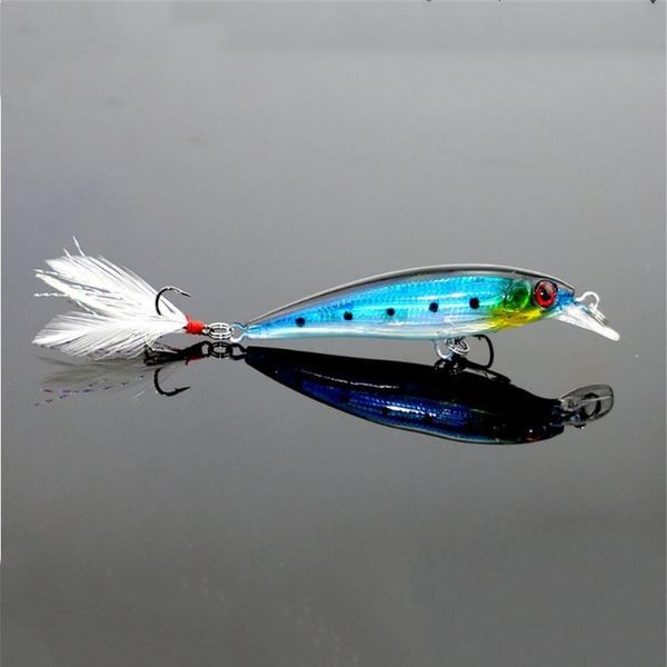 

1pcs minnow fishing lures 7.2g/9cm man-made hard bait with feather wobblers quality crankbaits treble hook carp fishin jllhvu