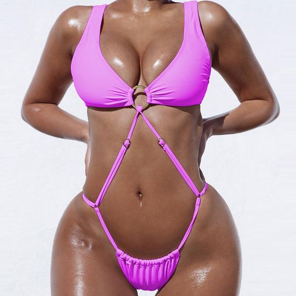 

one-piece suits 2021 swimwear women one piece swimsuit female bandage monokini cut out backless bathing beach wear swimming suit