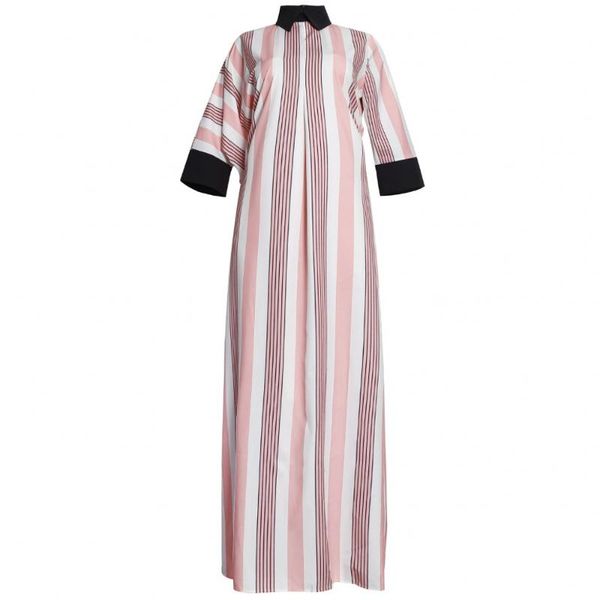

ethnic clothing golden glitter stripe o-neck party dress long tunic night club 3/4 sleeve maxi dresses african for women, Red