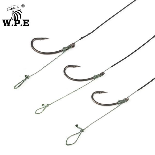

fishing hooks w.p.e 2pcs/pack carp hair rig braided coated line 4#/6#/8# kura shank hook 15lb/25lb accessories pesca