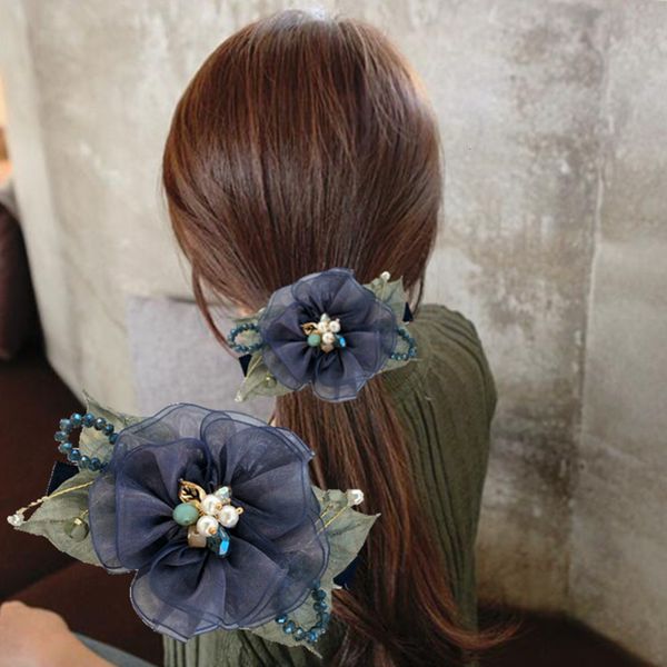 

headdress silk yarn flower clip korean spring hairpin lady headdress, Golden;silver