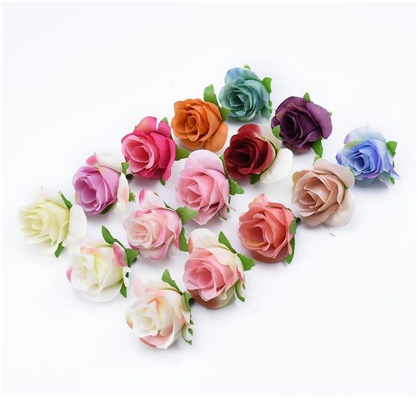 

10pcs wedding bride holding flowers silk roses head christmas decorations for home diy gifts decorative wreath artificia qyljaz