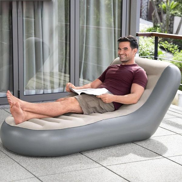 

outdoor pads camping beach lounge chair folding inflatable lounger couch backrest for travel hiking picnic sleeping bag air bed