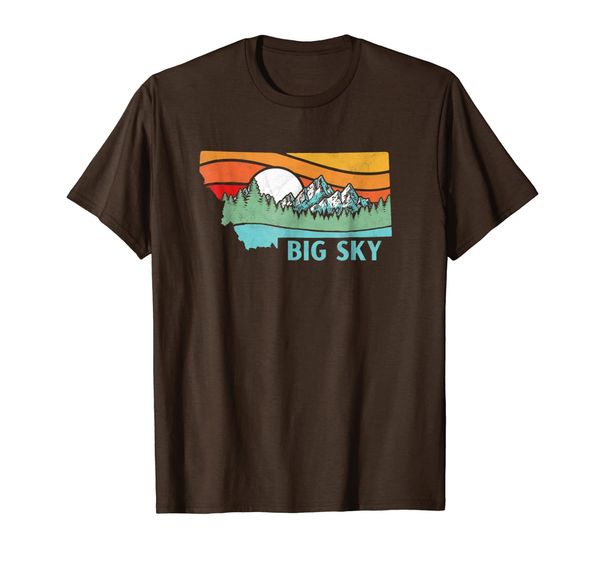 

big sky montana outdoors retro mountains nature t-shirt, White;black