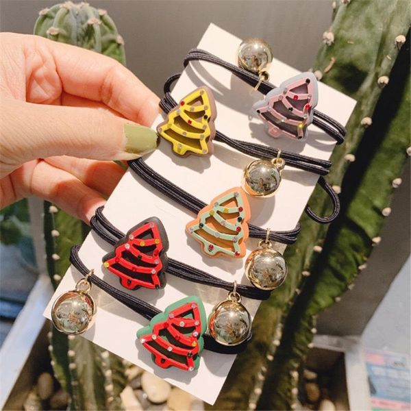 

hair accessories girls headdress ring kawaii metal ball rhinestone christmas tree rope fashion cute kids, Slivery;white