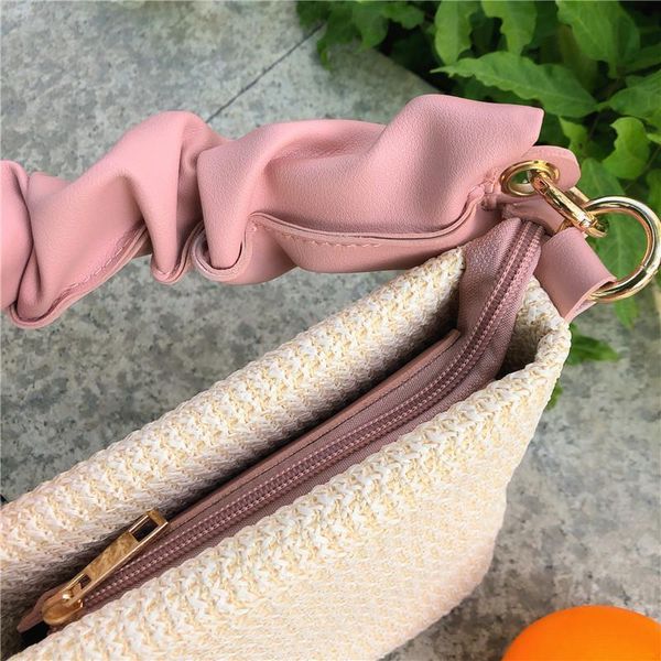 

summer bucket bag casual women ladies bags beach bag casual handbag hand women's totes for small crossbody straw khaki lxiew, Red;black