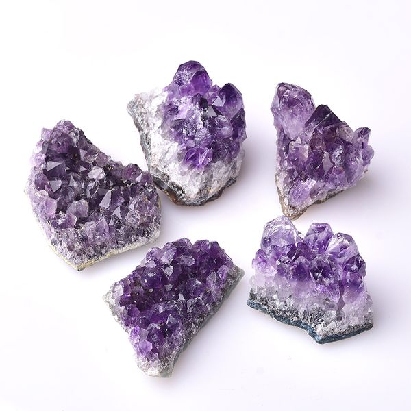 Cruster de cristal de ametal de ametal de ametal Cristais de cura decoração de pedra ornamento purple feng shui pedra mineral de pedra por esperança12