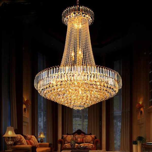 

pendant lamps modern luxury crystal led e14 lights plated shiny gold metal lamp chain hanging deco indoor lighting