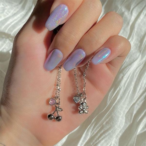 

chokers 2021 stainless steel silver colour cherry bear pink transparent heart rhinestone pendant chain necklace for women dating jewelry, Golden;silver