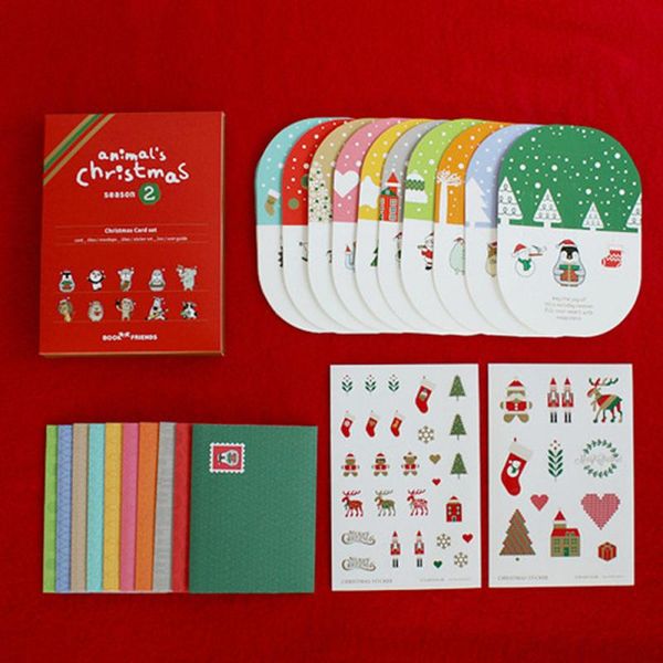 

greeting cards 1set christmas decorations animal pattern three-dimensional card diy holiday party invitation supplies