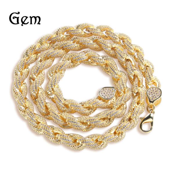 

hip hop copper inlaid zircon twist necklace for men and women cz rope chain, Silver