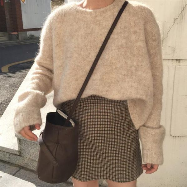 

new winter sweater women pullover girls knitting vintage long sleeve autumn elegant female knitted outerwear warm sweater, White;black