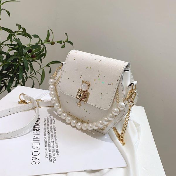

summer sequined bag handbags fashion shoulder new pearl chain 2021 red net handbag trendy messenger cnlwt