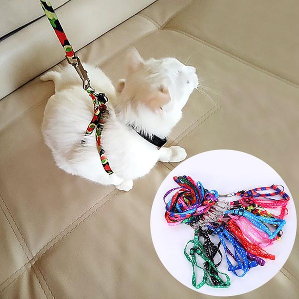 

cat collars & leads adjustable puppy harness nylon pet traction rope leash accessories random pattern