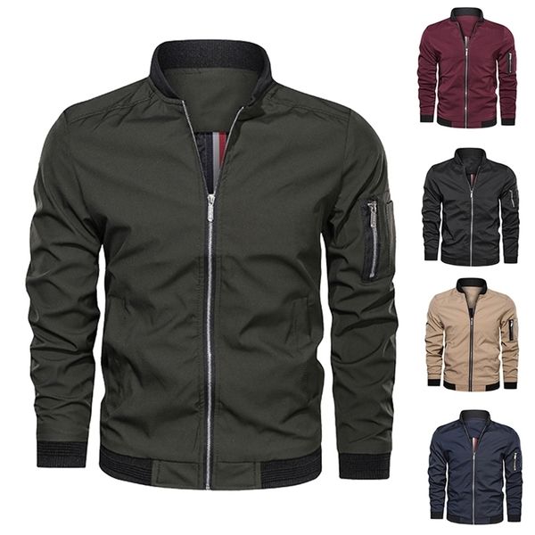 

men bomber jacket thin slim baseball long sleeve s windbreaker zipper male outwear brand clothing 6xl 211126, Black;brown