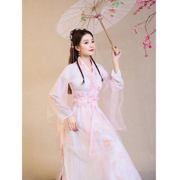 

raincoats hanfu ancient costume super fairy style modified chinese cross collar jacket and dress suit