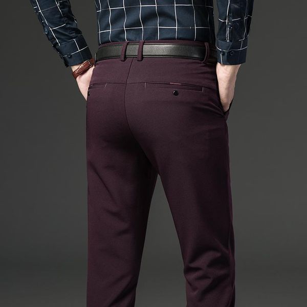 

men's pants business classic suit fashion casual straight wrinkle resistance trousers silk male brand clothing, Black