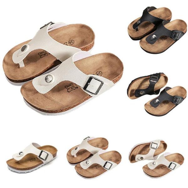 

sandals boys girls summer slip on toe post cork slippers beach children fashion, Black;red