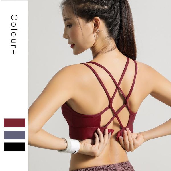 

gym clothing sport bra with pad high impact strap crop women fitness workout wear adjustable backless breathable activewear, White;black