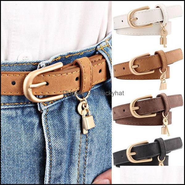 

belts & aessories fashion aessoriesfashion women gold metal tassel key lock belt female casual leather jeans decorative drop delivery 2021 o, Black;brown