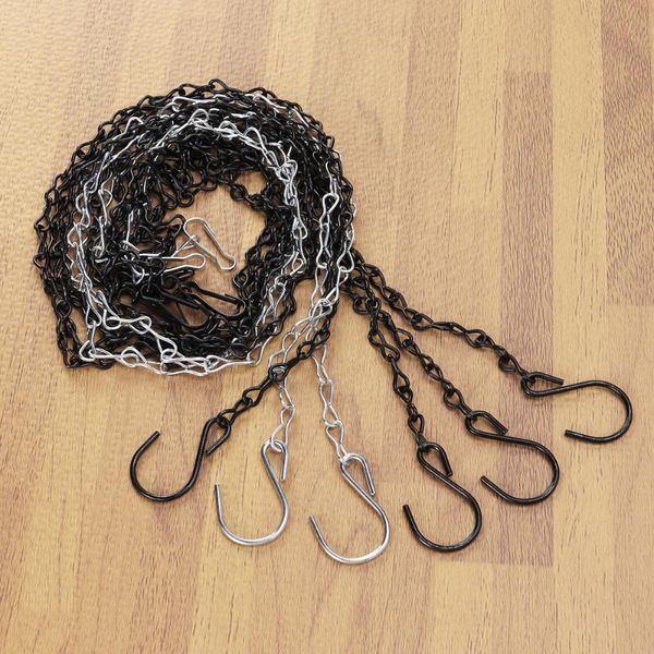 

4pcs 8 shape hanging iron chain for bird feeders planters lanterns birdbaths flower basket (black 90cm