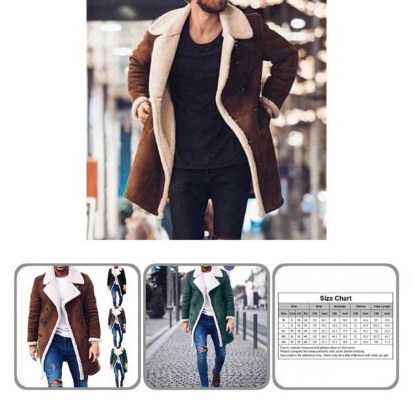 

men's wool & blends great men coat contrast colors plush wear resistant winter jacket, Black