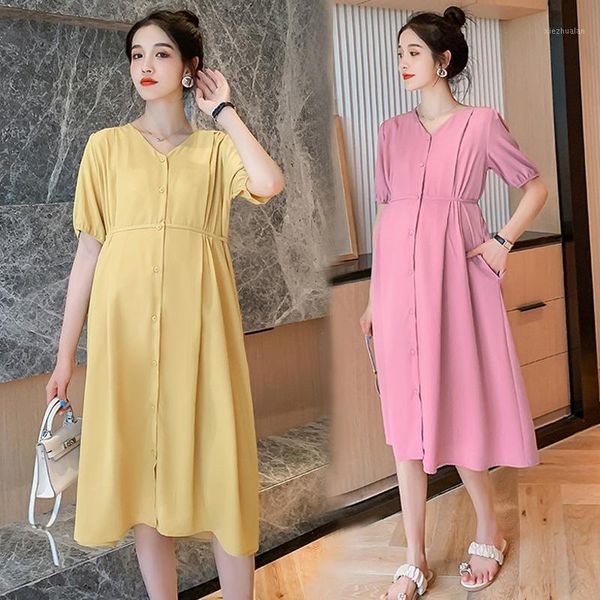 

maternity dresses 1951# clothes summer cotton short sleeve loose stylish slimming dress for pregnant women pregnancy clothes1, White