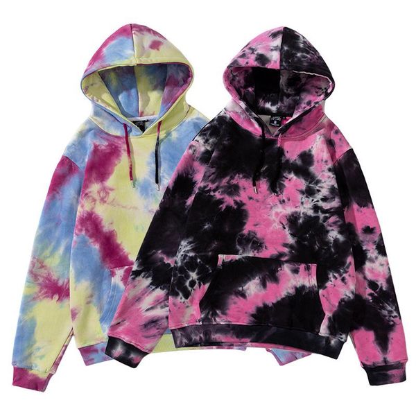 

men's hoodies & sweatshirts men tie-dye oversized casual hooded sweatshirt retro pullover hoodie 100% cotton long sleeve hip hop street, Black