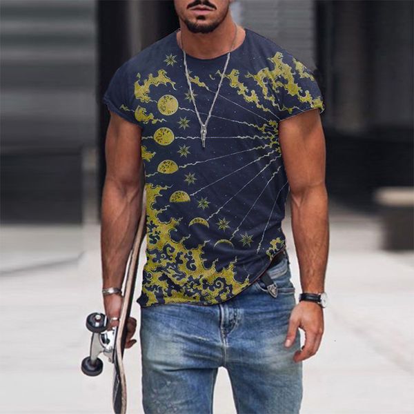 

2021 men's vintage colorful pattern print tee shirts summer new fashion o-neck sweat male casual short sleeve loose streetwears 3g2i, White