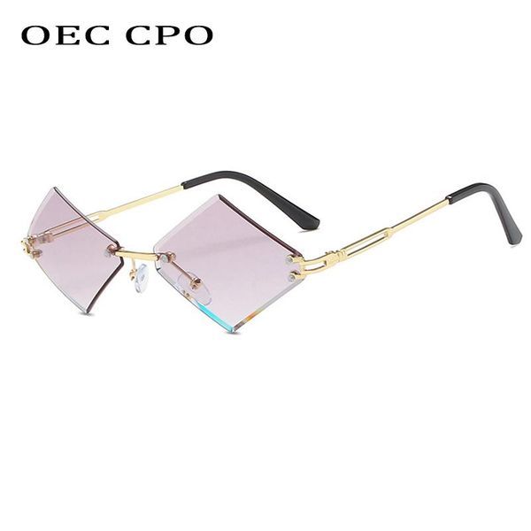 

sunglasses oec cpo fashion rimless women steampunk frameless sun glasses female vintage gradient eyeglasses men uv400 o871, White;black