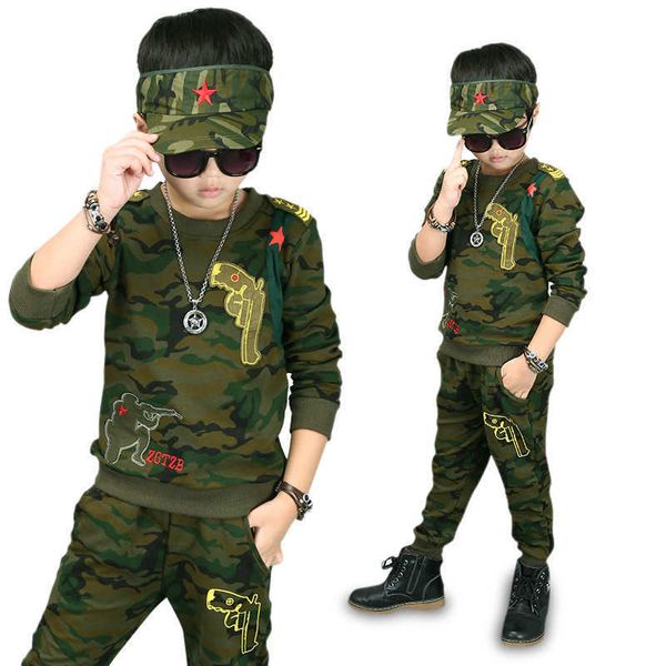 CS Camouflage Kleidung Set Hochwertige Herbst Winter Mode Kinder Kinder Anzug Mädchen Jungen für 4-14 Jahre 210615