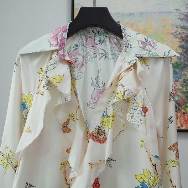 

casual dresses women dress silk flower animal printed ruffled, Black;gray