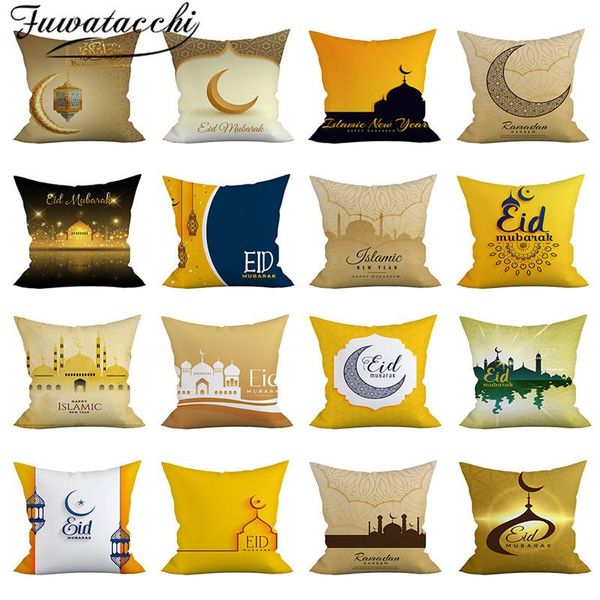 

cushion/decorative pillow fuwatacchi happy muharram cover gold color cushion printed throw pillowcase for sofa decorative 450mm450mm