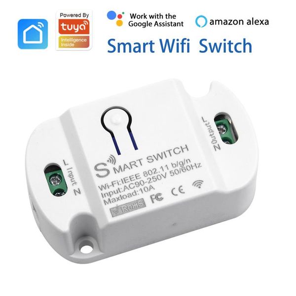 

smart home control 10a wifi switch 90-250v timer light voice remote for tuya life app alexa google ifttt