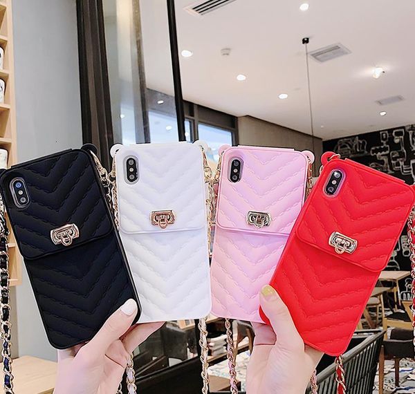 

fashion wallet case for iphone 11pro max case crossbody 7 8 6 plus xs max xr handbag purse long chain silicone card pocket cover vk8pd 0h7xj