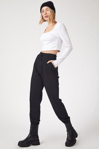 

running pants happiness ist. women's basic knit sweatpants 001591, Black;blue