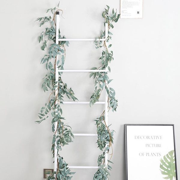 

decorative flowers & wreaths gray/green faux artificial eucalyptus rattan fashion creative willow vine simulation leaves greenery garland