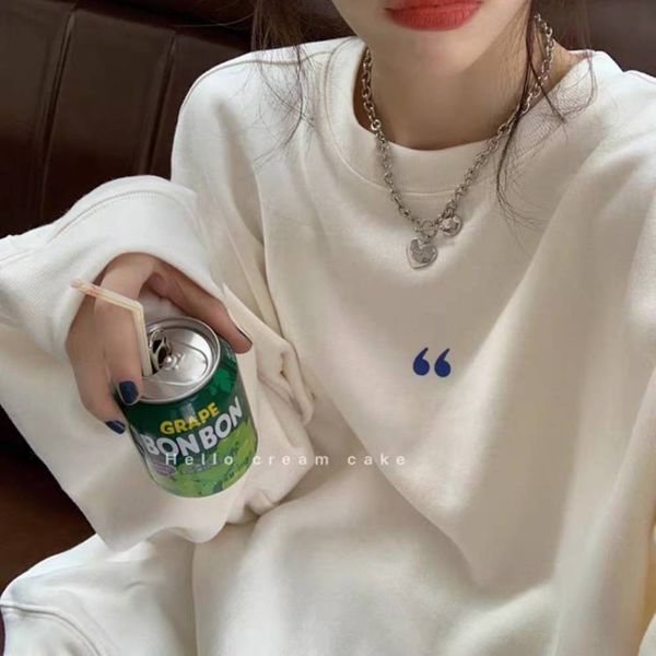 

[kaikai] women's clothing collage splicing urban leisure solid color korean round neck sweater with strong drape feeling, Black