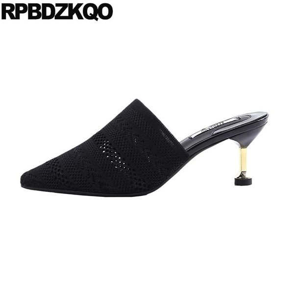 

dress shoes european pointed toe ladies thin metal heels sandals scarpin mules slipper 3 inch pumps black runway high 2021 size 4 34