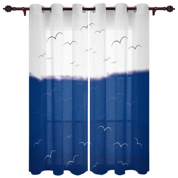 

translucent curtains gradient sky watercolor bird valance window curtains living room bedroom