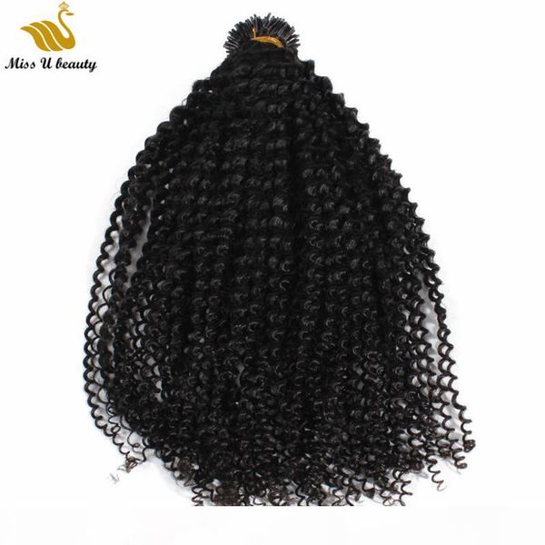 

200gram curly hair extensions cuticle aligned remy hair prebonded i tip 100 125 200 strands a pack 12-30inch, Black