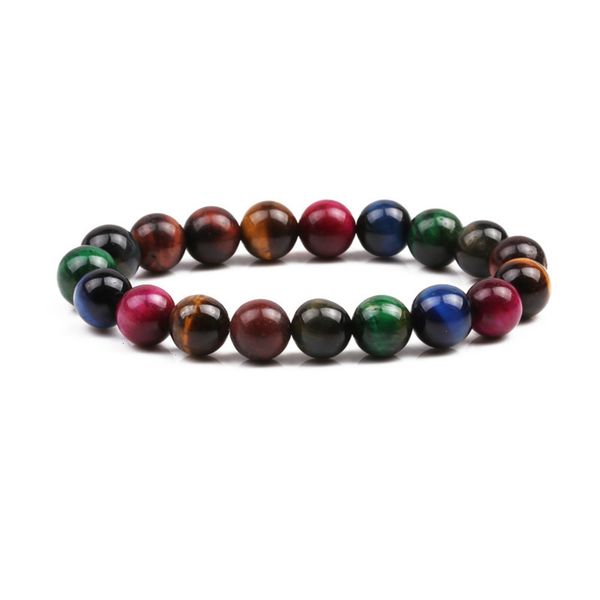 

strands selling 10mm color tiger eye stone bracelet with beads, Black