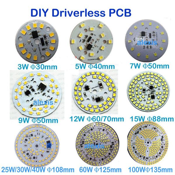 

bulbs 220v dimmable driverless 2835 led pcb 3/5/7/9/12/15/25/30/60/100w spotlight assembly ceiling downlights indoor living room lamp