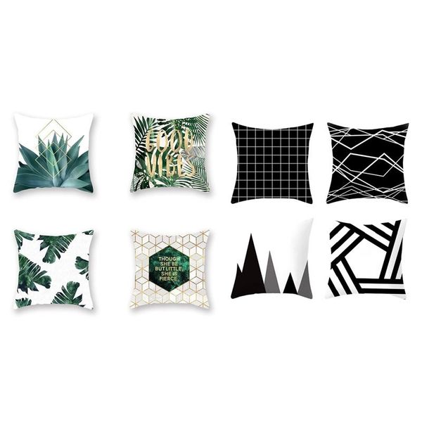 

pillow case 8 pcs tropical leaves covers green throw home summer style cushion cover