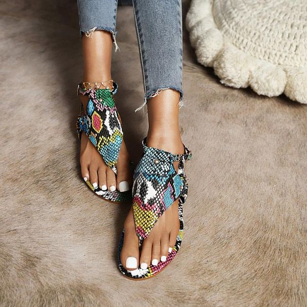 

sandals retro style flat women 2021 casual flats zebra-print snake-print sandales female summer women's shoes, Black
