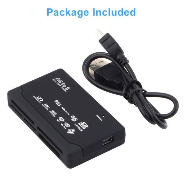 

hubs 7*4*1cm black all in 1 multi memory card reader writer with led light usb powered for micro sd sdhc tf m2 mmc cf ms